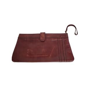 Vintage 1980s Gaetano New York Burgundy Leather Unlined Rectangular Clutch Purse